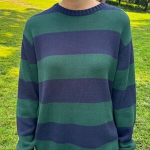 brandy mellville green and blue striped sweater